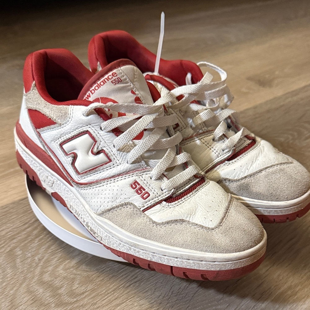 New Balance 550 White and Red Sneakers
